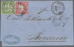 Br Württemberg - Marken Und Briefe: 1861/63, Wappen 6 Kr. Eng Gez. + 3 Kr. Karmin Weit Gez. Als MISCHFR - Andere & Zonder Classificatie