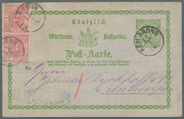 GA Württemberg - Ganzsachen: 1874, 1 Kr Grün Ganzsachenkarte Mit Zusatzfrankatur 2 X 3 Kr Rosa Von HEIL - Andere & Zonder Classificatie