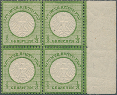 **/* Deutsches Reich - Brustschild: 1872, 1/3 Groschen Gelblichgrün, Kleiner Schild Im VIERERBLOCK Mit Vo - Unused Stamps