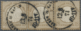 O Deutsches Reich - Brustschild: 1872, 18 Kr. Kleiner Schild Im Waagerechten Dreierstreifen, Entwertet - Ongebruikt