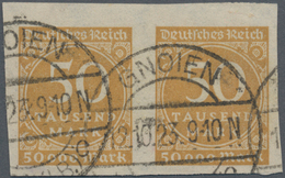 O/ Deutsches Reich - Inflation: 1923, 50 Tsd. Mark "Ziffer Im Kreis" Im UNGEZÄHNTEN Waagerechten Paar, - Lettres & Documents