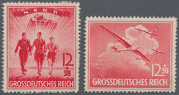 (*) Deutsches Reich - 3. Reich: 1945, 12 + 38 Pfg. "NSKK" Dunkelrotkarmin Und 12 + 38 Pfg. "NSFK" Mittel - Nuevos