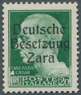 ** Dt. Besetzung II WK - Zara: 1943, 20 Lire Dunkelgrün, Aufdruck Type I, Farbfrisches Exemplar In Gute - Occupazione 1938 – 45