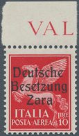 ** Dt. Besetzung II WK - Zara: 1943: 10 L Flugmarke Rot Mit Aufdruck Type I "Deutsche Besetzung Zara", - Ocupación 1938 – 45