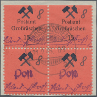 Brfst Deutsche Lokalausgaben Ab 1945: GROSSRÄSCHEN, Zwischenausgabe 8 Pfg. Blau A. Orange Und 8 Pfg. Mit E - Andere & Zonder Classificatie