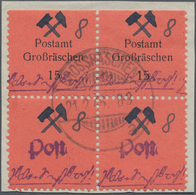 Brfst Deutsche Lokalausgaben Ab 1945: GROSSRÄSCHEN, Zwischenausgabe 8 Pfg. Blau A. Orange Und 8 Pfg. Mit E - Autres & Non Classés