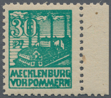 ** Sowjetische Zone - Mecklenburg-Vorpommern: 1946 30 Pf. Dunkelbläulichgrün, Mit Bogenrand Rechts, In - Other & Unclassified