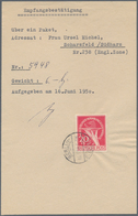 Br Berlin: 1949, 20 Pf. Währungsgeschädigte Als Einzelfrankatur Auf Empfangsbestätigung über Ein Paket - Other & Unclassified