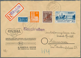 Br Französische Zone - Baden: 1950: Konstanz II Mit Bizone 15 Pf Bauten Orange Und Berlin 15 Pf Rotaufd - Autres & Non Classés