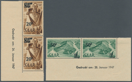 ** Saarland (1947/56): 1947: Urdruckserie, Alle 13 Werte In Waagerechten Eckrand-Dreierstreifen Aus Der - Unused Stamps