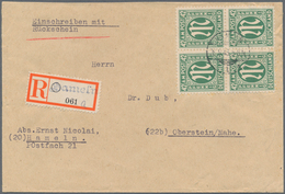 Br Bizone: 1946, 42 Pf AM-Post, Gez. L11, Als Viererblock Portogerecht Auf Einschreibe-Rückschein-Brief - Autres & Non Classés