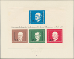 (*) Bundesrepublik Deutschland: 1968: Adenauer-Block, Probedruck In Deutlich Helleren Farben Auf Vorlage - Autres & Non Classés