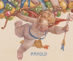 Allemagne 1930. Télégramme De Luxe. Anges Et Lettres, Roses Et Blé, Fruits Et Légumes, Arc Et Flèche, Pigeon, Aigle - Tir à L'Arc