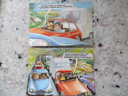 CPSM Lot De 2 Carte Illustrateur Louis Carrière  Thème Voiture Embouteillage Caravane Vacances Non Voyagées - Carrière, Louis