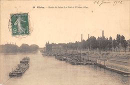 92-CLICHY-  BORD DE SEINE, LE PORT ET L'USINE A GAZ - Clichy