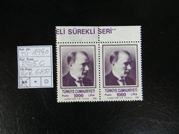 1990  " Freimarke Atatürk "  10000 Lira Im Pärchen Aus Bogenrand, Sauber Postfrisch   LOT 688 - Neufs