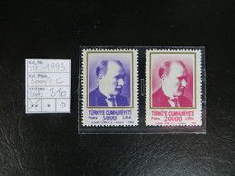 1993  " Freimarke Atatürk "  5000 + 20000 Lira,  Tadellos Postfrisch,  LOT 310 - Neufs
