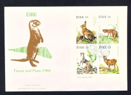 IRELAND  -  1980  Flora And Fauna  Miniature Sheet On FDC - FDC