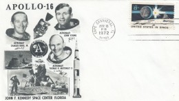 Apollo 16 Cover, Astronauts Duke Young And Mattingly, Lunar Rover, Cape Canaveral FL 16 April 1972 Postmark - Noord-Amerika