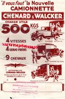 92- GENNEVILLIERS-89- JOIGNY- RARE PUBLICITE CAMIONNETTE CHENARD WALCKER- 500 KGS-GARAGE DE FRANCE G. CALANDRE-JEANDOT - Automobil