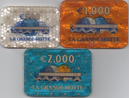 Lot De 3 Grosses Plaques De Casino La Grande Motte €500 €1000 €2000 - Casino