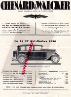 92- GENNEVILLIERS- 75- PARIS- RARE PUBLICITE CHENARD & WALCKER-  1930-  14 CV AUTO  AUTOMOBILE- - Automovilismo