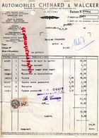 92- GENNEVILLIERS-PARIS- FACTURE AUTOMOBILES CHENARD WALCKER- 40 RUE MOULIN DE LA TOUR- 1934  AUTO - Automovilismo