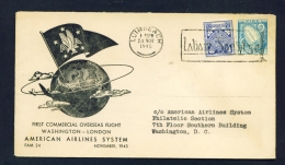 IRELAND  -  1945  First Commercial Overseas Flight Washington - London  As Scans - Luchtpost