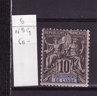 Inde Française - India - Indien  1892 Y&T N°5 - Michel N°5 Nsg - 10c Type Sage - Neufs