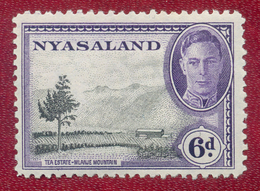 Nyasaland 1945 GVI 6d Black & Violet Tea Estate SG150 MH - Nyasaland (1907-1953)