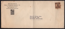 NEW YORK - MACHINE A ECRIRE - TYPEWRITER / PREOBLITERE SUR LETTRE POUR LA SUISSE  (ref 7699) - Precancels