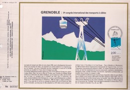 FEUILLET CEF TIRAGE 20.300 EX EN OFFSET, GRENOBLE : 6 EME CONGRES INTERNATIONAL DES TRANSPORTS A CABLES, 1987 - Sonstige (Land)