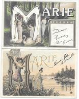 2 Cpa  - Prénom " M " Comme " MARIE "  Carte Art Nouveau Illustrée De Deux Jeunes Femmes Artistes Début XXe - 1905 - - Prénoms