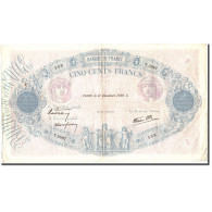 France, 500 Francs, 500 F 1888-1940 ''Bleu Et Rose'', 1939, 1939-12-21, TTB - 500 F 1888-1940 ''Bleu Et Rose''