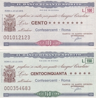 IL BANCO DI SANTO SPIRITO -100,150 LIRE-CONFESERCENTI-ROMA-10-12-1976-UNC-FDS - [10] Assegni E Miniassegni