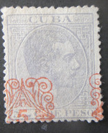 CUBA Colonias Españolas 1881 King Alfonso XII Of Spain 5 C Grey- Azur Error Overprinted Position Mng - Cuba (1874-1898)