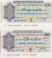 ISTITUTO BANCARIO ITALIANO-50,100 LIRE-AUTOSTRADE DI VENEZIA E PADOVA -AUTOSTRADE S-P.A-UNC-FDS - [10] Scheck Und Mini-Scheck