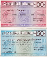 CREDITO ITALIANO-100,150 LIRE-COIN MAGAZZINI SPA-VENEZIA-UNIONE COMM.DEL TURISMO MILANO-UNC-FDS - [10] Cheques Y Mini-cheques