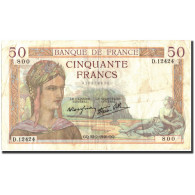 France, 50 Francs, 50 F 1934-1940 ''Cérès'', 1940, 1940-02-22, TB+ - 50 F 1934-1940 ''Cérès''