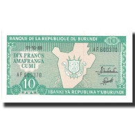 Billet, Burundi, 10 Francs, 1989, 1989-10-01, KM:33b, NEUF - Burundi