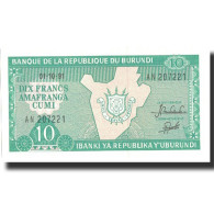 Billet, Burundi, 10 Francs, 1991, 1991-10-01, KM:33b, NEUF - Burundi