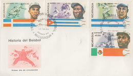Enveloppe  FDC  1er  Jour  NICARAGUA    Histoire  Du    BASE -  BALL   1984 - Honkbal