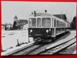 CP Train - LEB Automotrice Bt 51 à L'entrée De La Gare D'Echallens Hiver 1969/70 - Photo M Brun N°55.907 - Échallens