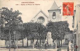 94-CHENNEVIERES- EGLISE ET PLACE DE L'EGLISE - Chennevieres Sur Marne
