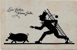 CPA Ramoneur Métier Enfant Fantaisie Circulé Cochon Silhouette - Humorkaarten