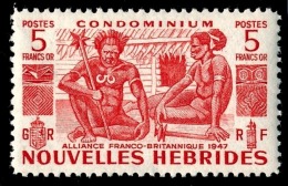 NOUVELLES HEBRIDES 1953 - Yv. 154 **   Cote= 56,10 EUR - Indigènes 5f  ..Réf.AFA22983 - Unused Stamps