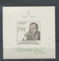 1968 Martin Luther King  RWANDA Bloc NON DENTELE  Imperforate - Martin Luther King