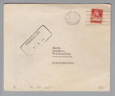 Heimat Liechtenstein Triesenberg 1933-02-13 Aushilfs-O Ankunft Auf Brief Von Basel - Brieven En Documenten