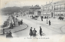 Marseille - La Plage  ** Belle Cpa  Animée ** - Dos Divisé . Ed. Samaritaine N°35 - Quatieri Sud, Mazarques, Bonneveine, Pointe Rouge, Calanques