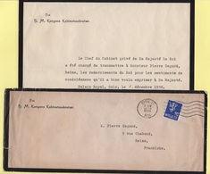 Lettre De Remerciement Pour Les Condoléances - 1938 - Cabinet Du Roi - Oslo - Briefe U. Dokumente